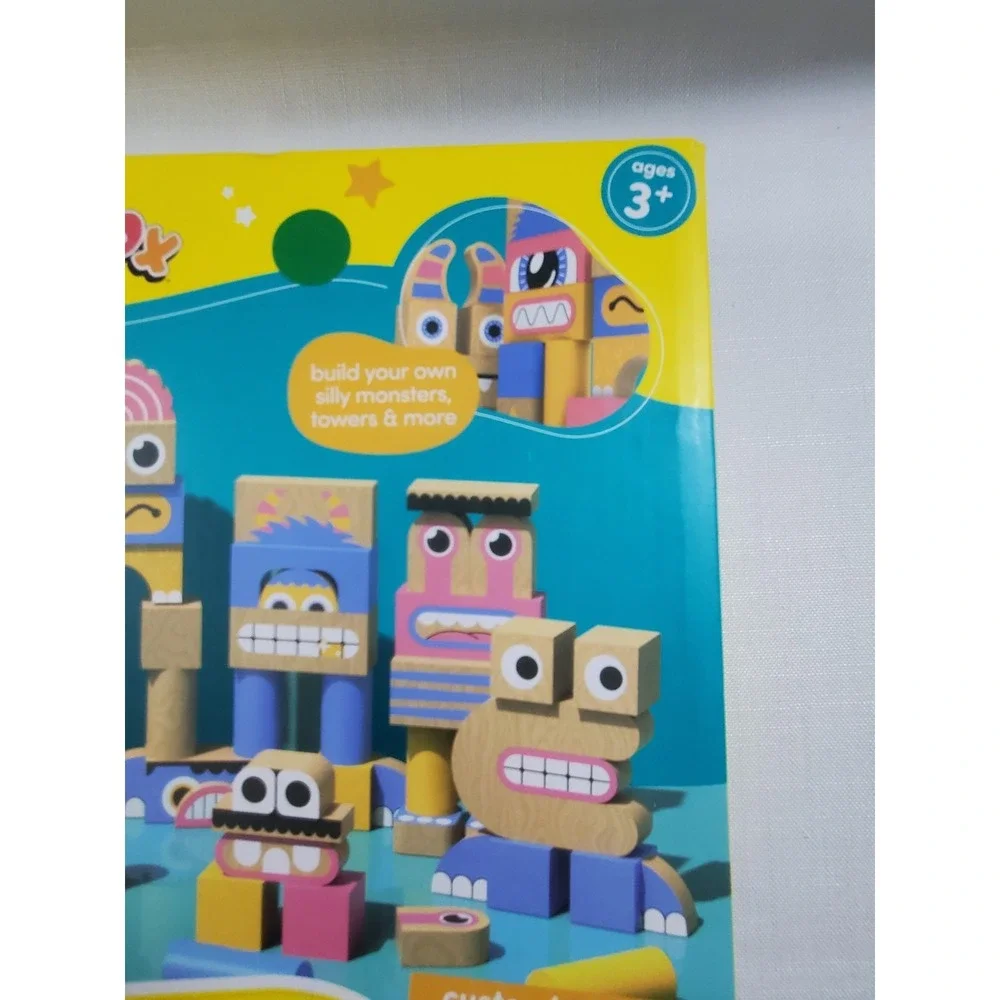 GEOFFREY'S TOY BOX Make A Monster Solid Wood Block Set NEW